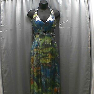 Tony Bowls Blue/Green Formal Sequins Gown Size 0